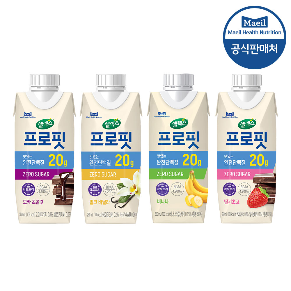 셀렉스 프로핏 음료 모카초콜릿/밀크바닐라/바나나/딸기초코 250ml 18팩